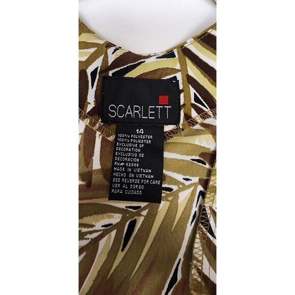 SCARLETT Multicolor Brown Sleeveless Button Front Open Back Midi Dress Size 14 - Picture 6 of 6